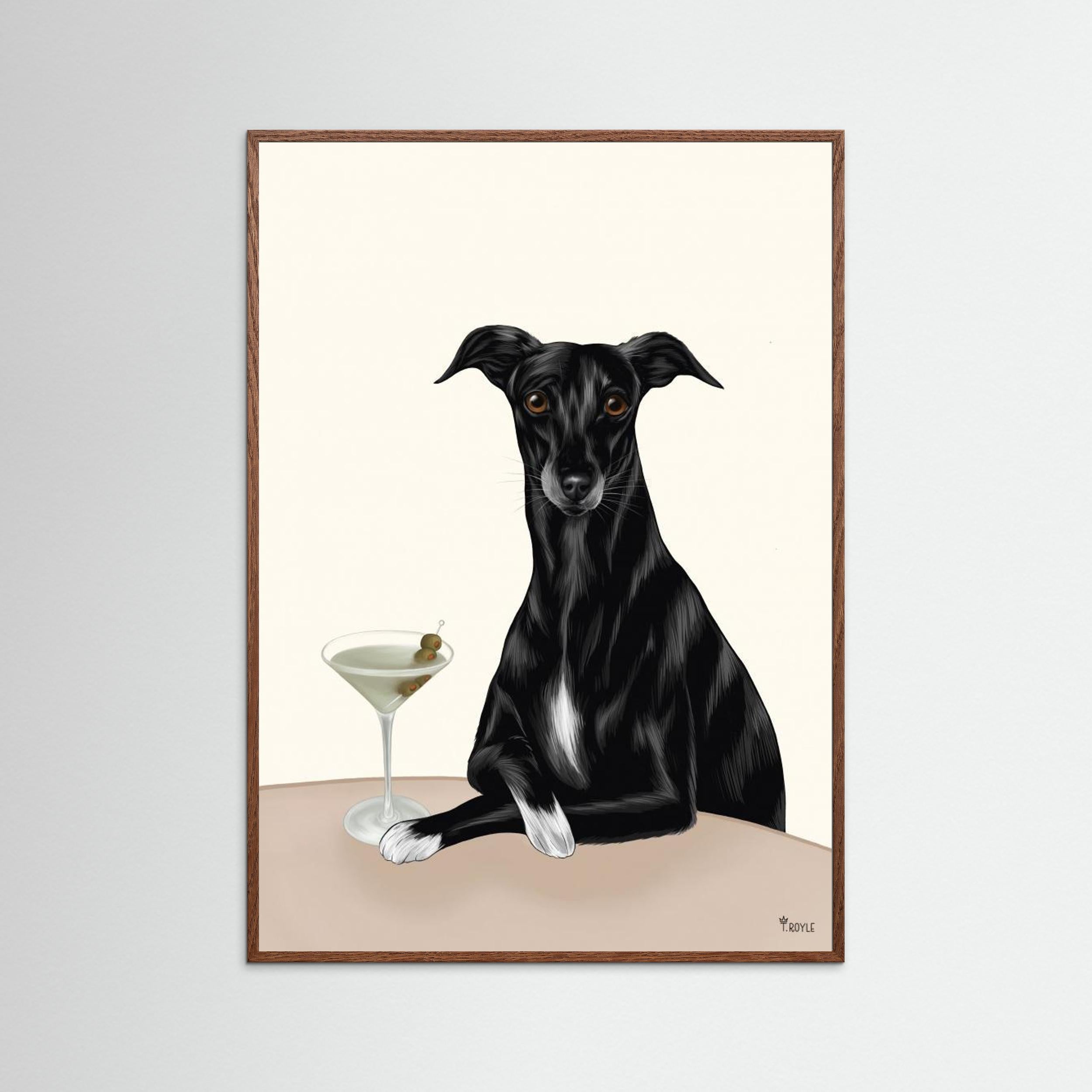 Classy Greyhound with Martini by Tara Royle